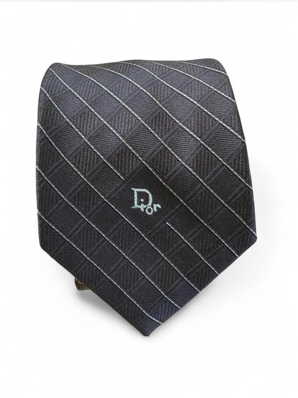 Dior Men’s Black Diagonal Stripe Silk Tie